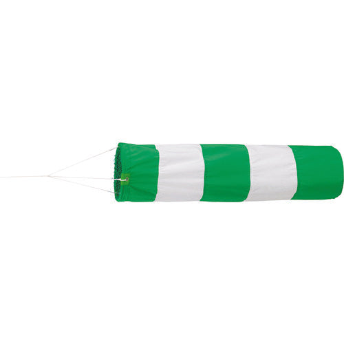 緑十字 安全吹き流し 緑/白 300Φ×1200mm ポリエステル製 吹き流し-2 167-0237