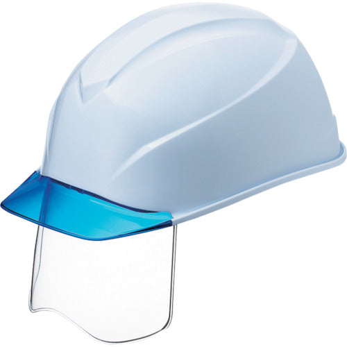 タニザワ エアライトS搭載ヘルメット(透明バイザータイプ・溝付・シールド付) 透明バイザー:ブルー/帽体色:白 123VJ-SH-V5-W3-J 254-6490