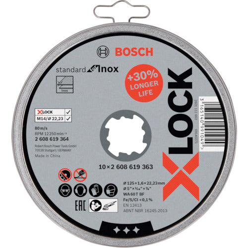 ボッシュ X-LOCK切断砥石125x1.6mmステンレス用10枚入りパック 276-8791