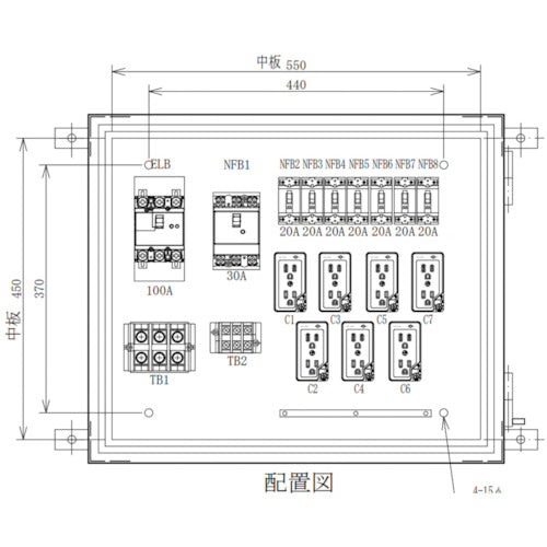 セフティー 仮設電灯分電盤 ML100-70N1 主幹100A 7回路+1回路(3P30A)・1端子台 340-2912
