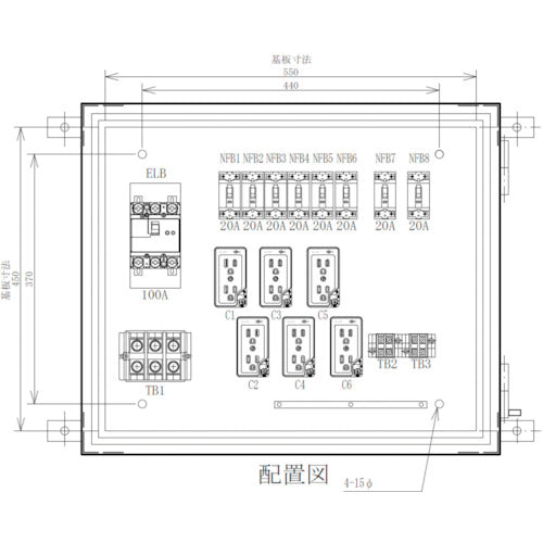 セフティー 仮設電灯分電盤 ML100-62 主幹100A 8回路(2端子台) 340-2965