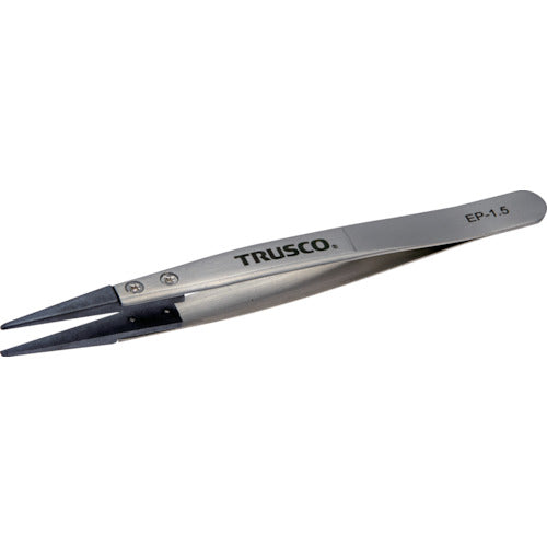 TRUSCO ESDチップピンセット 先平型 先端幅1.5mm 363-7943