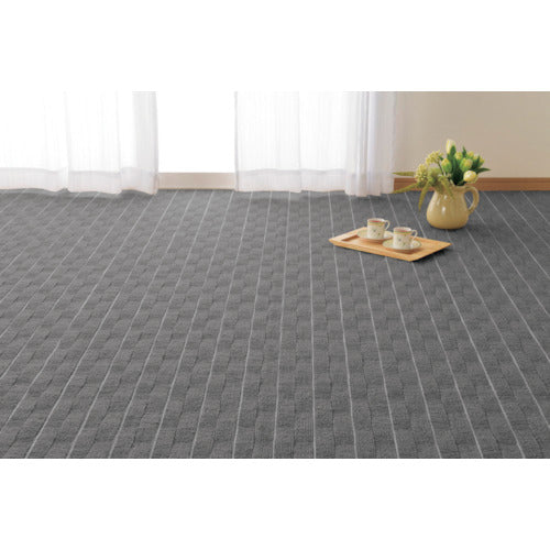 萩原 高級感のある平織りカーペット メテオ 江戸間4.5帖 グレー 3520×60×3520  368-7009