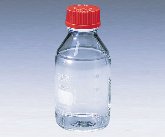 デュラン(R) ねじ口瓶丸型白 赤キャップ付 500mL 2-076-04