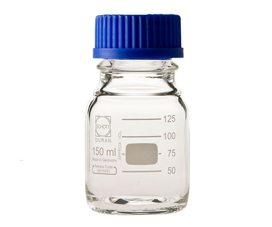 デュラン(R) ねじ口瓶丸型白 青キャップ付 150mL 2-077-09