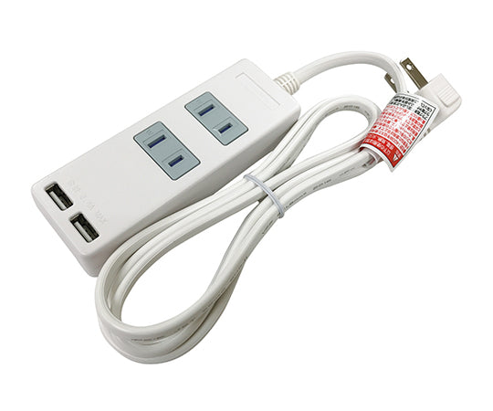 USB付タップ 2個口 込口防塵シャッター付 SK-2T2USBW 3-8318-01