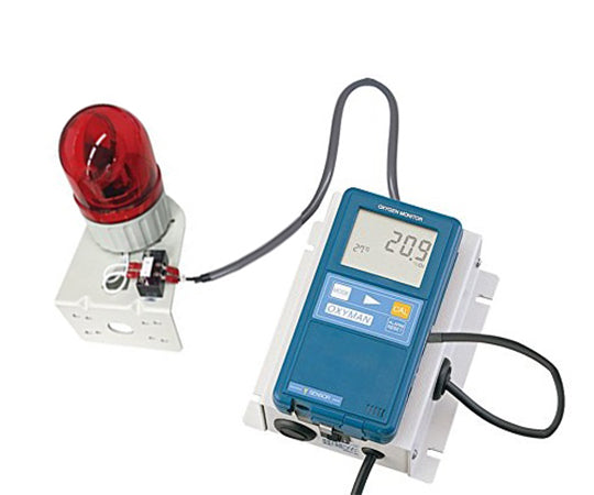 酸欠警報ユニット センサー内蔵型 回転灯ケーブル付け(10m) OM-25MF01-PRB10 1-5391-12