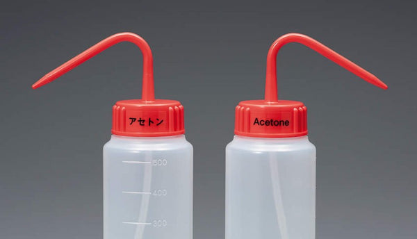 三商 カラーキャップ付識別洗浄瓶 500ml アセトン 赤キャップ 93-7821