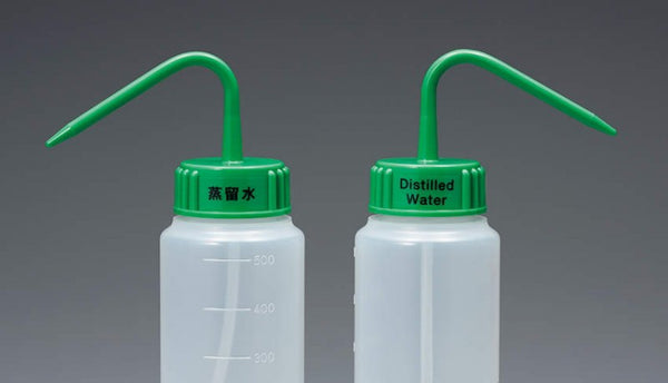 三商 カラーキャップ付識別洗浄瓶 500ml 蒸留水 緑キャップ 93-7823