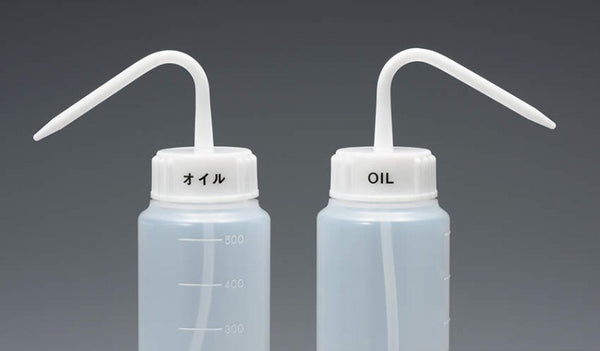 三商 カラーキャップ付識別洗浄瓶 500ml オイル 白キャップ 93-7824
