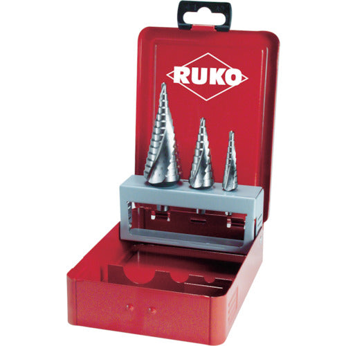 RUKO 2枚刃スパイラルステップドリルセット 3本組 ハイス 765-9482