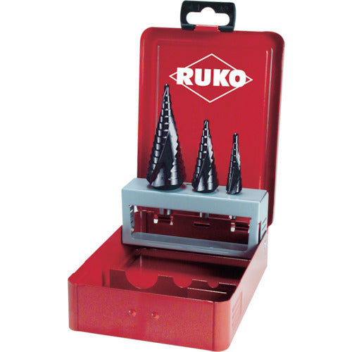 RUKO 2枚刃スパイラルステップドリルセット 3本組 チタンアルミウム 765-9504