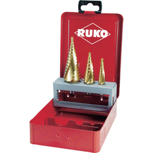 RUKO 2枚刃スパイラルステップドリルセット 3本組 チタン 765-9512