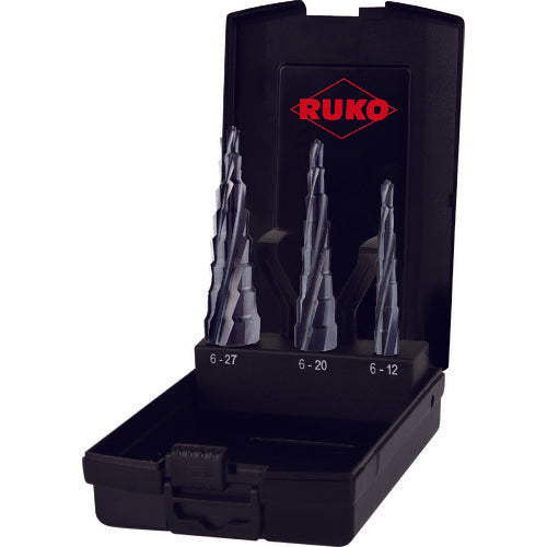 RUKO スパイラルステップドリル 3本セット ハイス ルナテックコーティング 161-0600