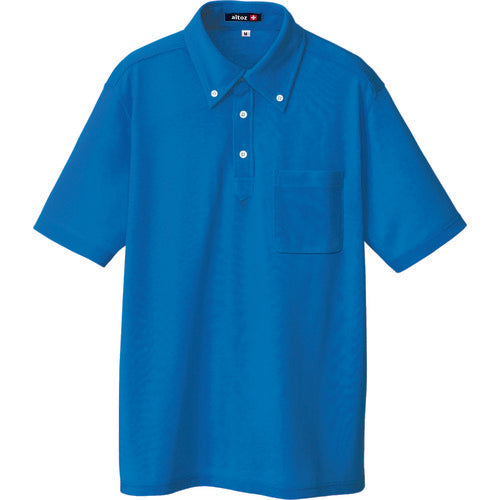 アイトス ボタンダウン半袖ポロシャツ ブルー L 10599-006-L 414-1750
