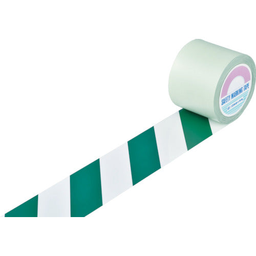 緑十字 ガードテープ(ラインテープ) 白/緑(トラ柄) GT-101WG 100mm幅×100m 148144 835-3776