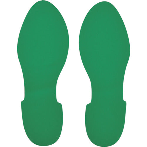 緑十字 路面表示ステッカー 足型/緑 QCFT-G 280×100mm 左右各1枚/計2枚組 403001 121-9641