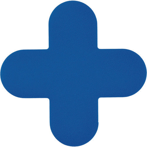 緑十字 路面表示ステッカー 十字型 青 QCC-BL 150×150mm 10枚組 PVC 403034 102-8528