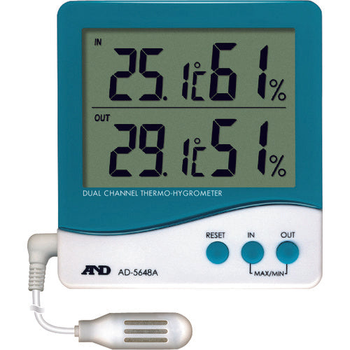 A&D デュアルチャンネル温度・湿度計 AD5648A 392-2057