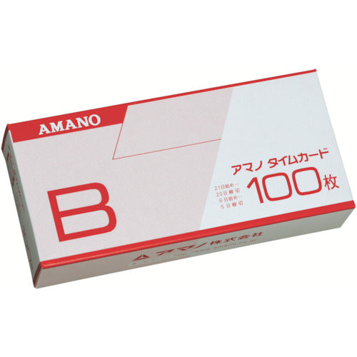 アマノ タイムカードB (100枚入) B-CARD 002-1504