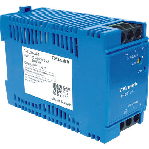 TDKラムダ DINレール取付専用ユニット型電源 DRJ 100W ブロック端子 DRJ100-24-1 788-5890