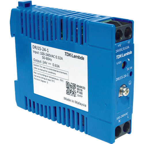 TDKラムダ DINレール取付専用ユニット型電源 DRJ 15W ブロック端子 DRJ15-24-1 788-5903