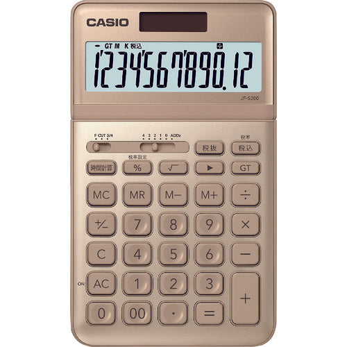 カシオ スタイリッシュ電卓(ジャストタイプ12桁) JF-S200-GD-N 137-2680