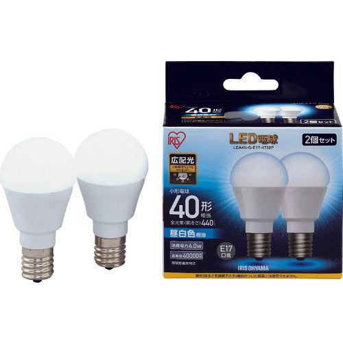 IRIS LED電球2個セット E17広配光タイプ 40形相当 昼白色 LDA4N-G-E17-4T52P 125-6766