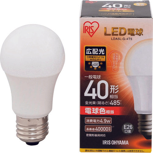 IRIS LED電球 E26広配光タイプ 40形相当 電球色 485lm LDA5L-G-4T5 125-6737