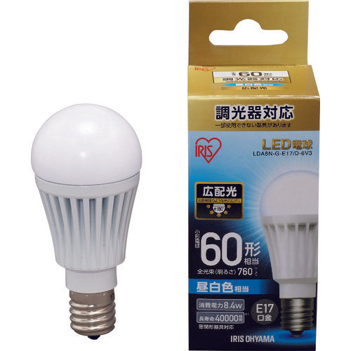 IRIS LED電球 E17広配光タイプ 調光器対応 60形相当 昼白色 LDA8N-G-E17/D-6V3 125-6779
