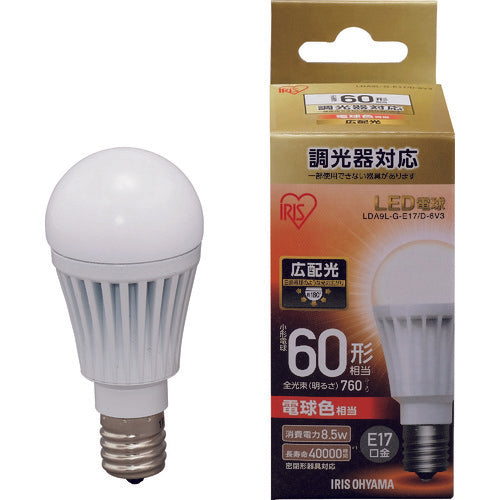IRIS LED電球 E17広配光タイプ 調光器対応 60形相当 電球色 LDA9L-G-E17/D-6V3 125-6782
