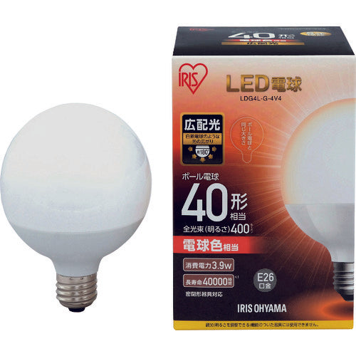 IRIS LED電球 ボール電球タイプ 40形相当 電球色 400lm LDG4L-G-4V4 125-6787