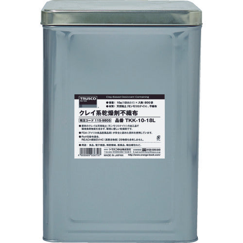 TRUSCO クレイ系乾燥剤不織布 100g 100個入 1斗缶 TKK-100-18L 115-9804