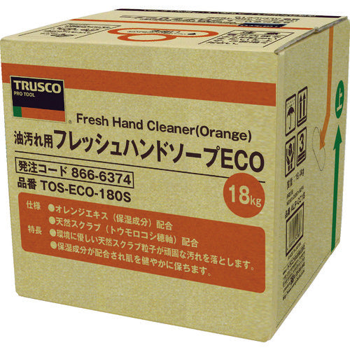 TRUSCO フレッシュハンドソープECO 18L 詰替 バッグインボックス TOS-ECO-180S 866-6374