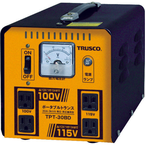 TRUSCO ポータブルトランス 30A 3kVA 降圧・昇圧兼用型 TPT-30BD 764-4639