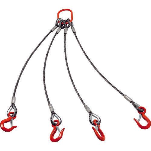 TRUSCO 4本吊りアルミロックスリング フック付き 12mmX1m TWEL-4P-12S1 160-6404
