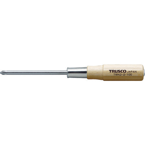 TRUSCO 木柄貫通ドライバー 刃先+2 100mm TWKD-2-100 449-9506