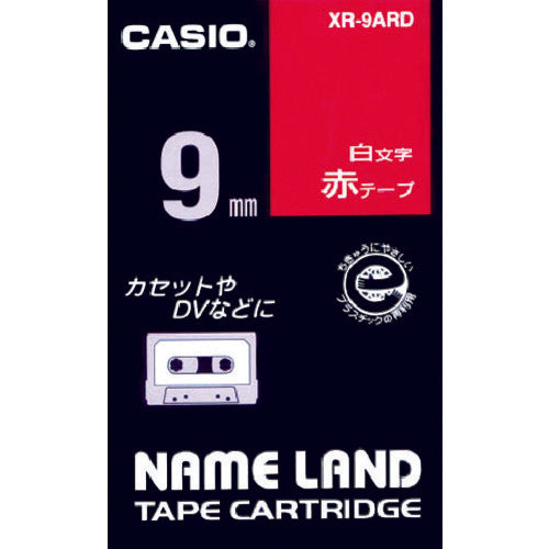 カシオ ネームランド用赤テープに白文字9mm XR-9ARD 803-6698