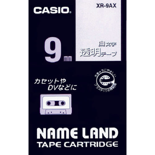カシオ ネームランド用透明テープに白文字9mm XR-9AX 803-6699