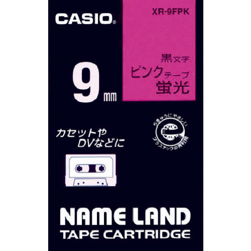 カシオ ネームランド用蛍光ピンク色テープに黒文字9mm XR-9FPK 803-6704