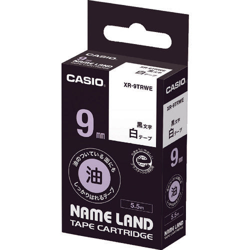 カシオ ネームランド専用カートリッジ 9mm 白テープ/黒文字 XR-9TRWE 836-2079