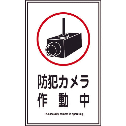緑十字 イラストステッカー標識 防犯カメラ作動中 貼123 200×120mm 10枚組 47123 814-8548