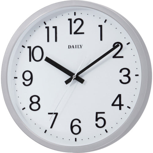 DAILY デイリー 壁掛け時計 見やすい凸文字 シルバー φ331x43 121-3087