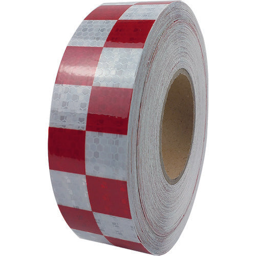 セーフラン 高輝度反射テープ 赤白格子 幅50mm×50m 14367 206-8992
