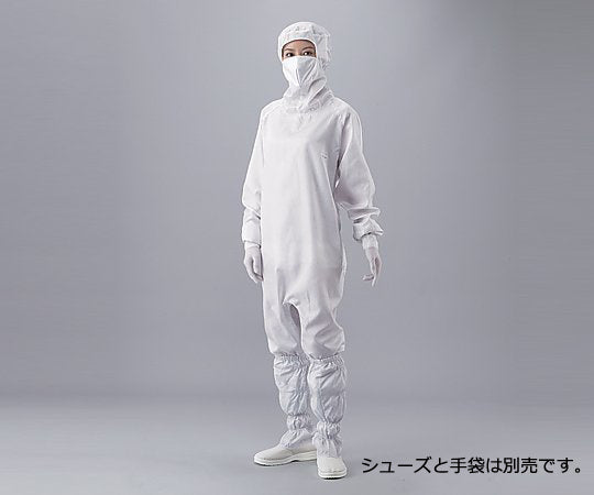 アズピュアクリーンルームウェア (フード・マスク一体・ハイドファスナー) 白 M 10312W 2-4938-01