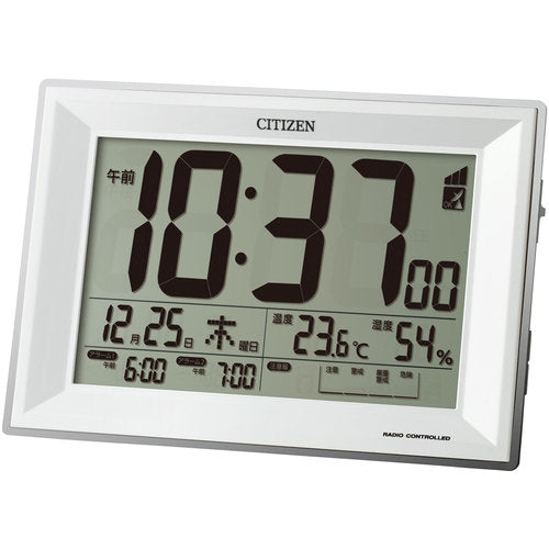 シチズン 電波 目覚まし時計 温湿度計付き 環境目安表示 白 208-5688