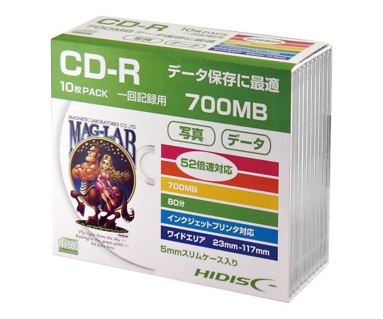 メディアディスク CD-R 10枚入  HDCR80GP10SC 4-1460-02
