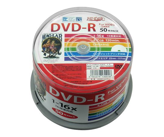 メディアディスク DVD-R 50枚入  HDDR120JCP50 4-1460-03