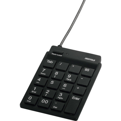 バッファロー スリムテンキーボード USB2.0ハブ(2ポート)/Tabキー付き ブラック 418-6314