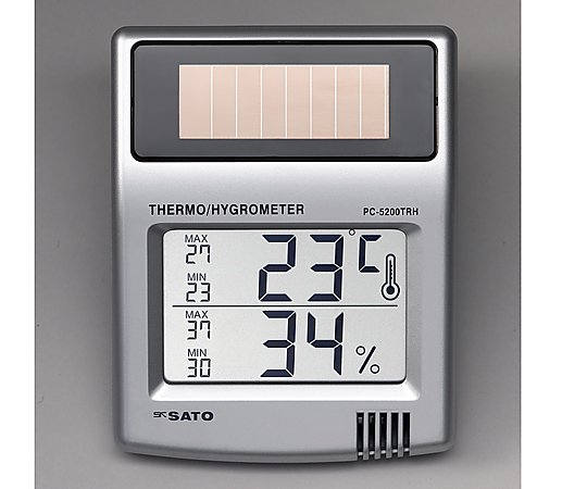 ソーラーデジタル温湿度計 校正証明書付  PC-5200TRH 8-9547-01-20